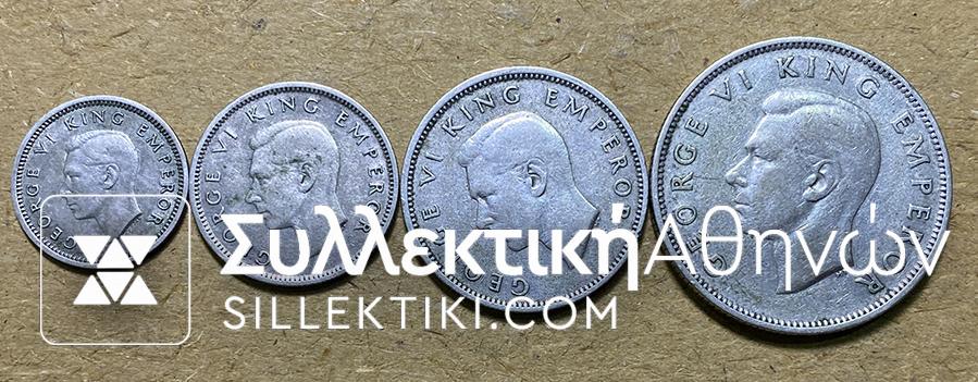 NEW ZEALAND 4 Silver coins ( 3 Pence 1937