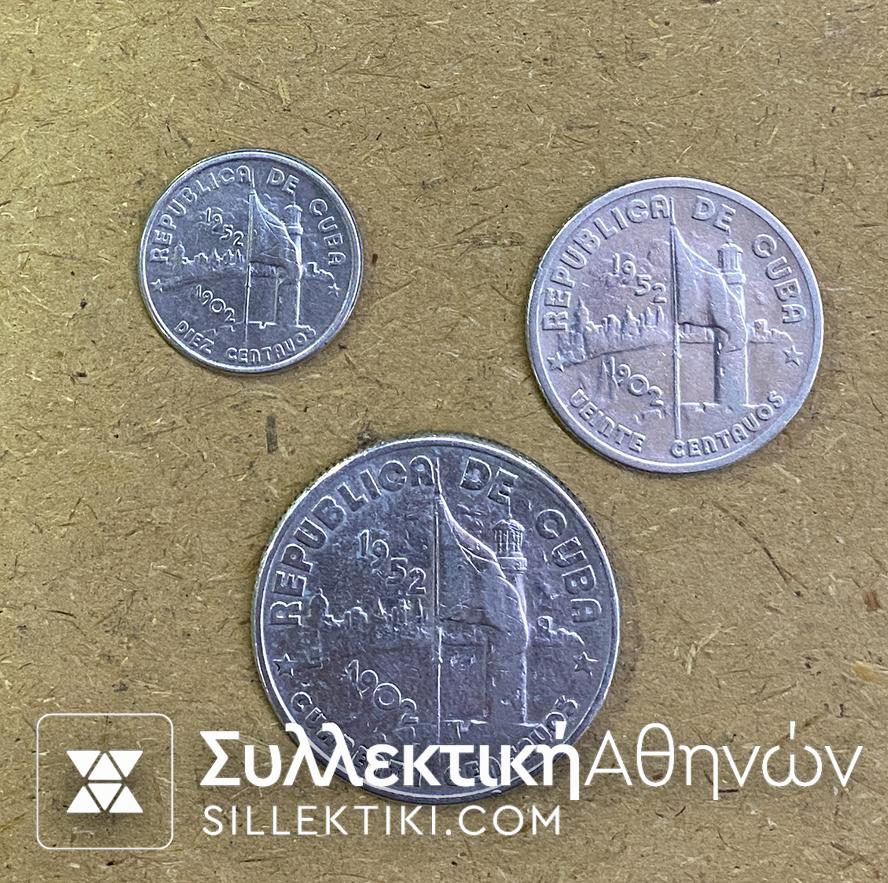 CUBA 10-25-50 Centavos 1952 VF/XF