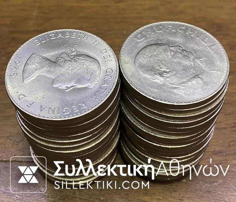 GR. BRITAIN Crown 1965 Elizabeth - Churchill UNC