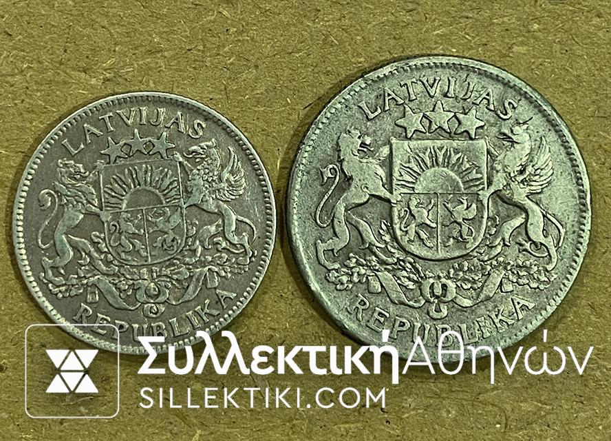 LATVIA 1 and 2 Lati 1924/25 VF