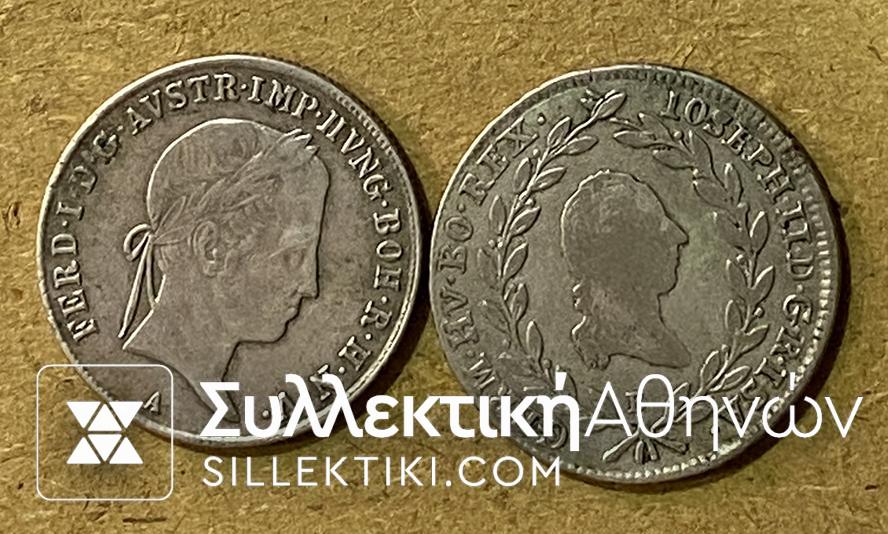 AUSTRIA 2 Χ 20 Kruezer 1784