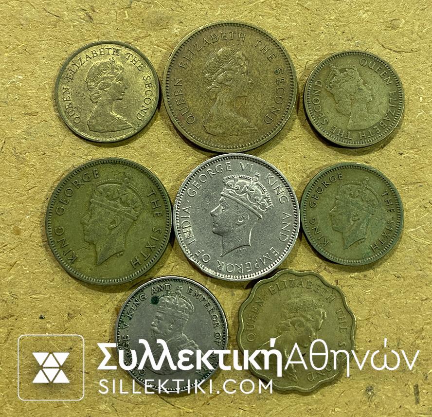 HONG KONG 8 Different Coins 1935 Up