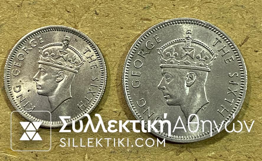 MALAYA BRITSH BORNEO 10 + 20 Cents 1950