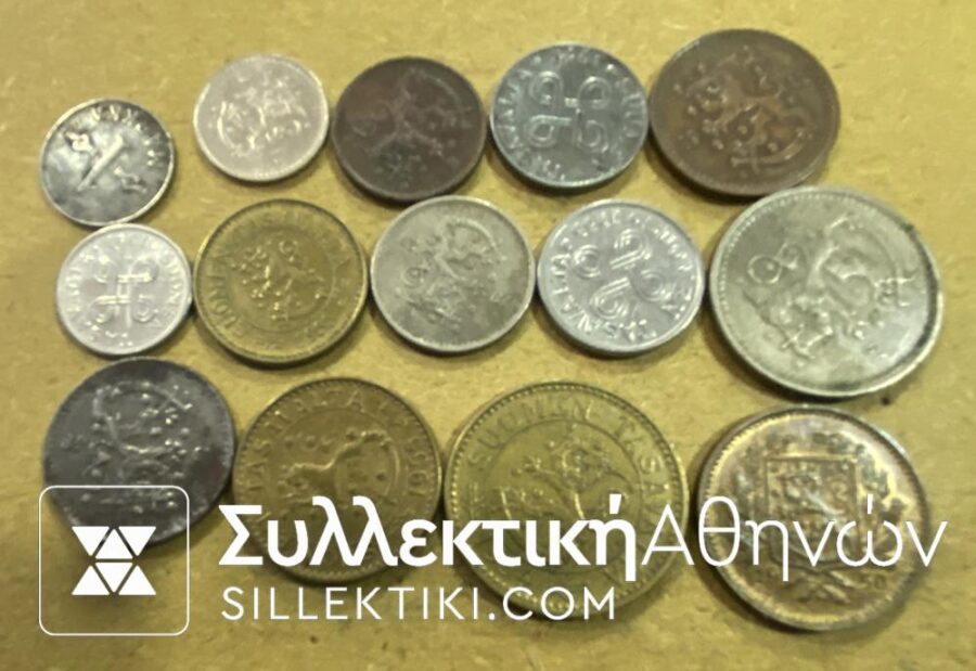 FINLAND 14 Different Coins From 1918 to 1959 VF - AU