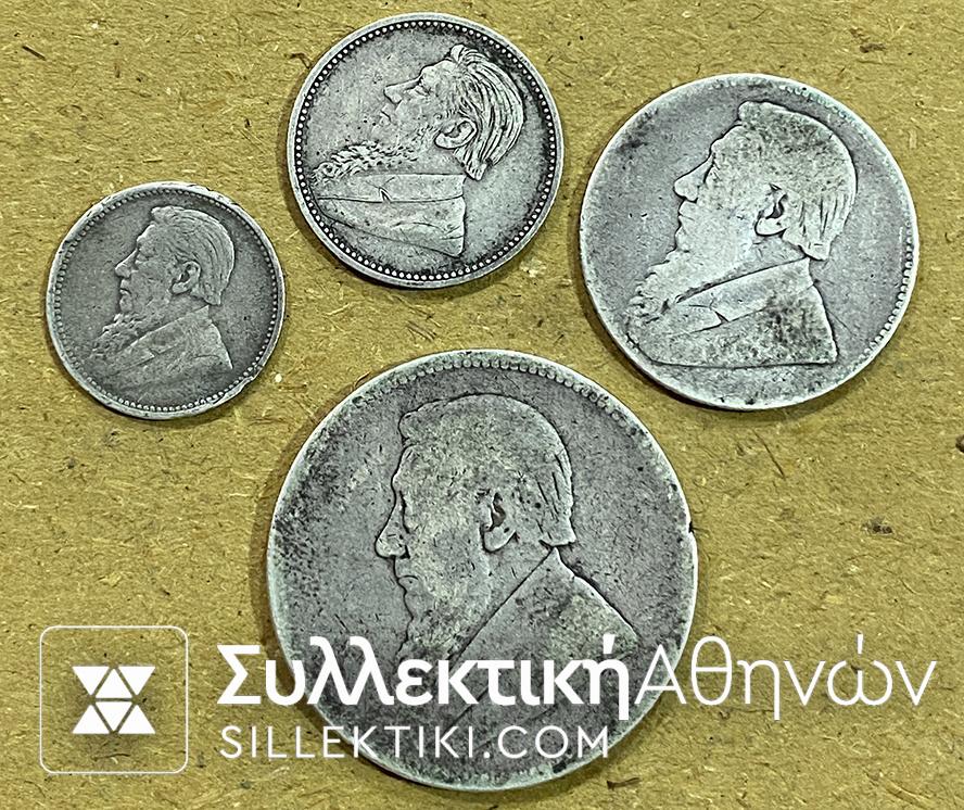 SOUTH AFRICA 4 Silver Coins -(3 + 6 Zar 1897 VF-XF