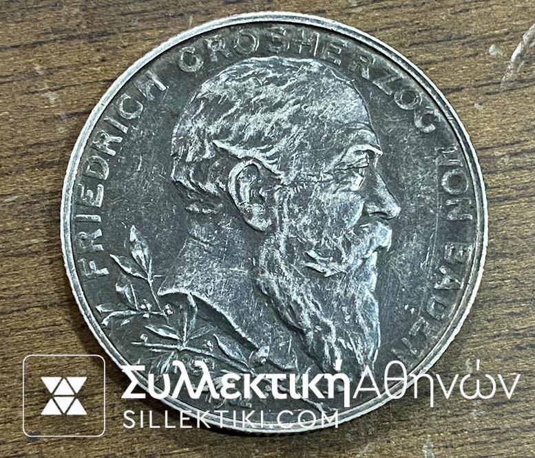 GERMANY - BADEN 2 Marka 1902 XF/AU