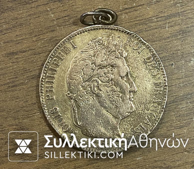 FRANCE 5 Franc 1838 Goldplated