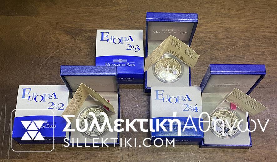 FRANCE 3 Silver Coins Europa 2002