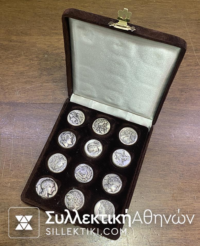 Collection of 12 Silver copies of Ancient Greek Coins