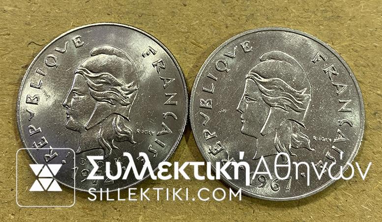 FRANCE COLONIES CALIDONIE -1967 + 1972 UNC