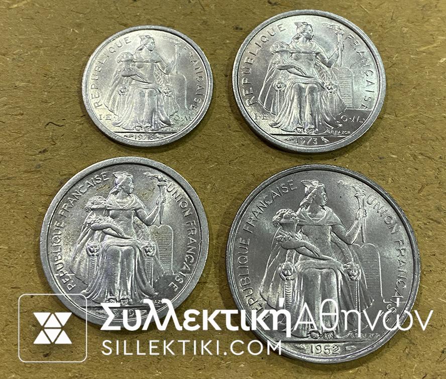 FRANCE CALEDONIA 4 Aluminium UNC Coins