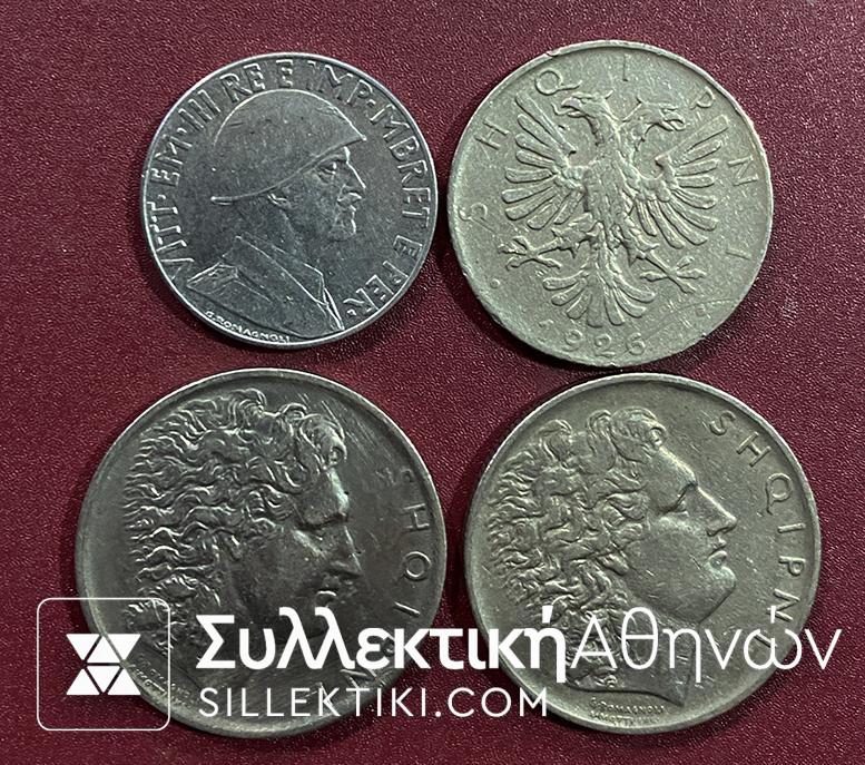 ALBANIA Lot 4 Different Coins