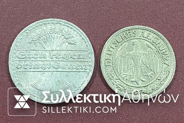 GERMANY 2 X 50 Pfennig AU