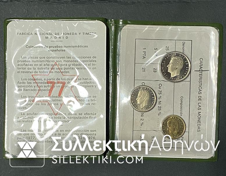 SPAIN Set (3) Coins 1975 UNC