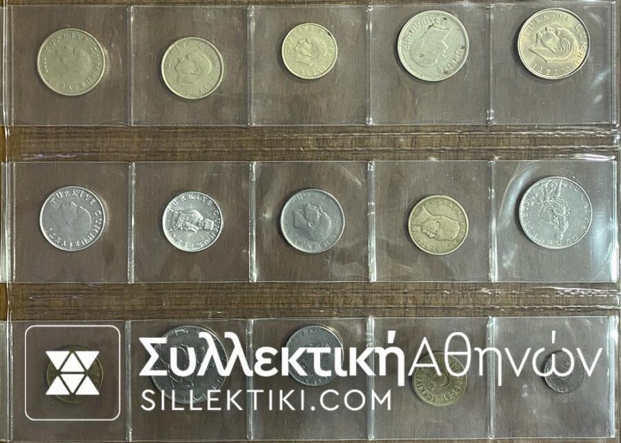 TURKEY lot of 15 Different coins VF to UNC