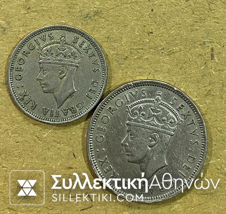 CYPRUS 1 + 2 Shilling 1949 XF+