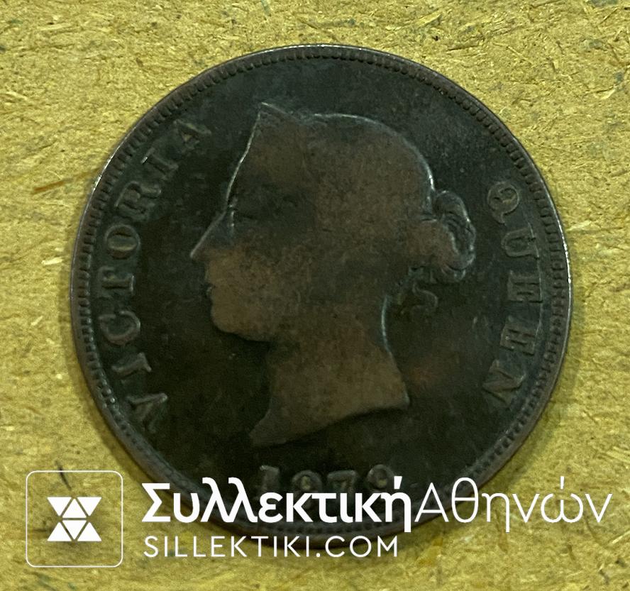 CYPRUS 1/2 Piastra 1879 F/VF