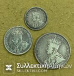 CYPRUS Set (3) Silver coins 1921 VF to XF+