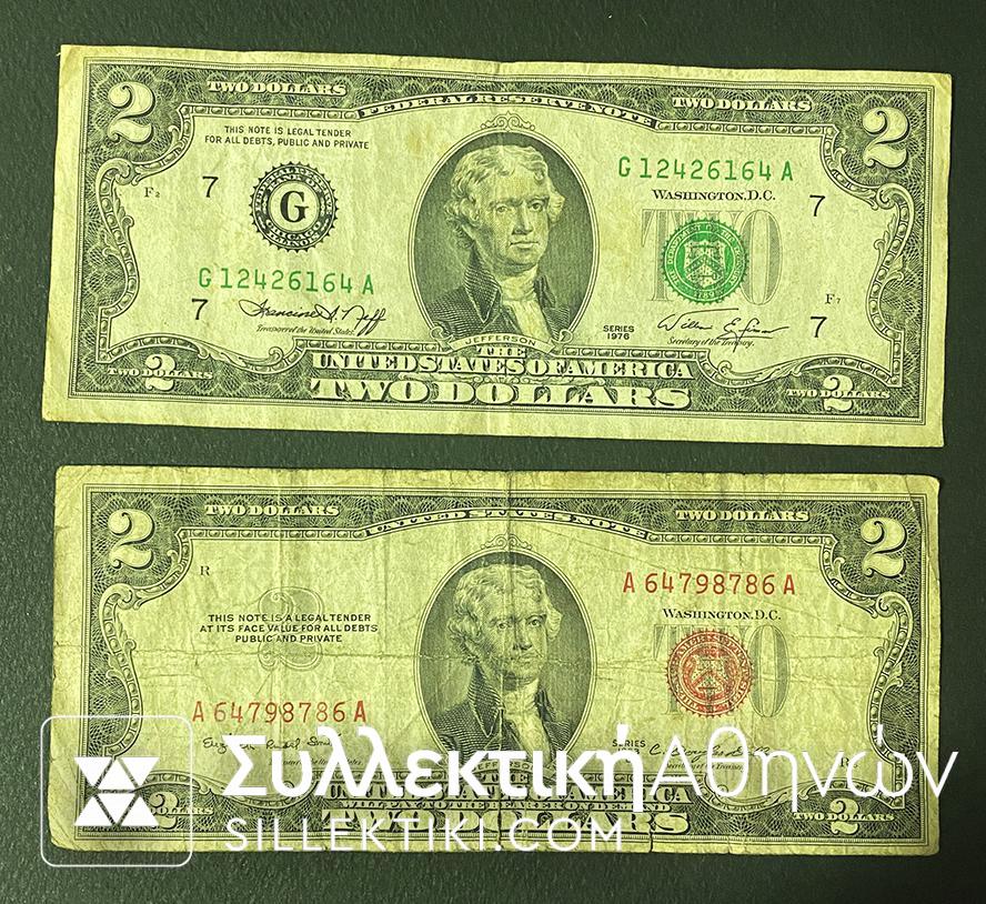 USA 2 X 2 Dollars 1953 and 1976