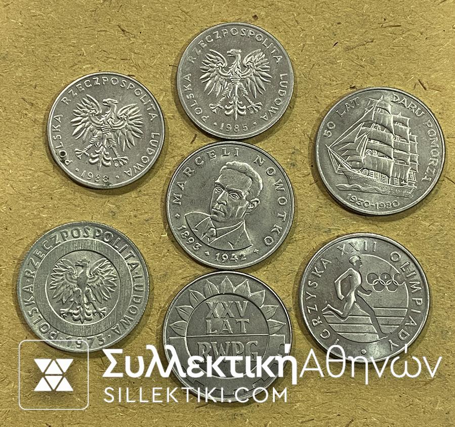 POLAND 7 Different Cons of 20 Zloty
