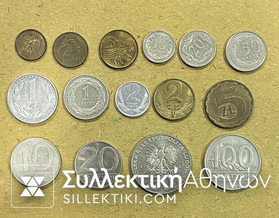 POLAND Collection of 15 different coins different values