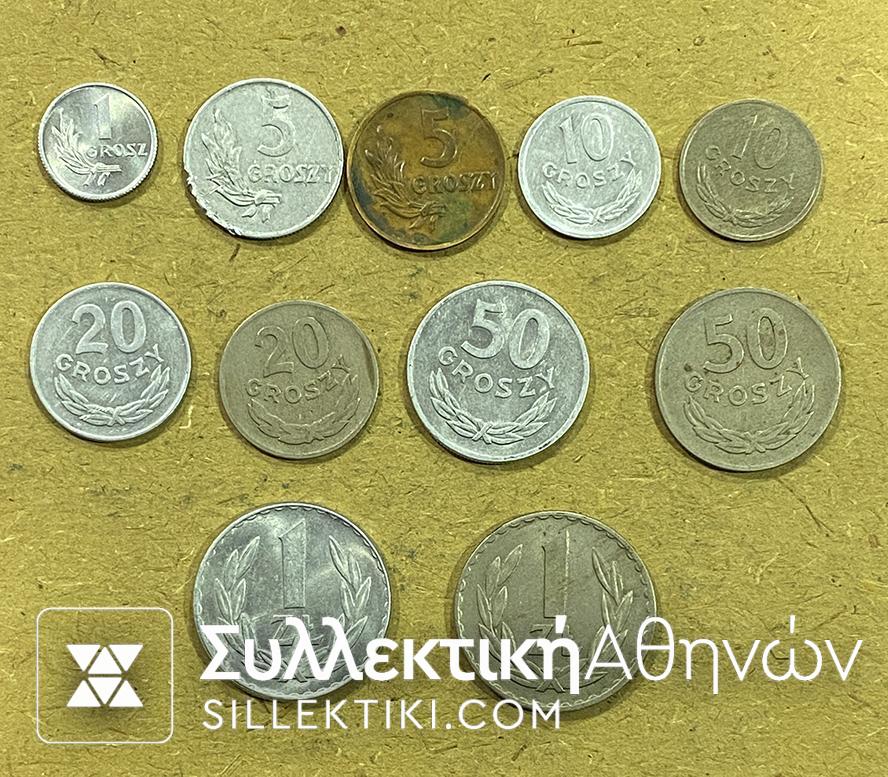 POLAND Set (11) Coins 1949 VF to UNC
