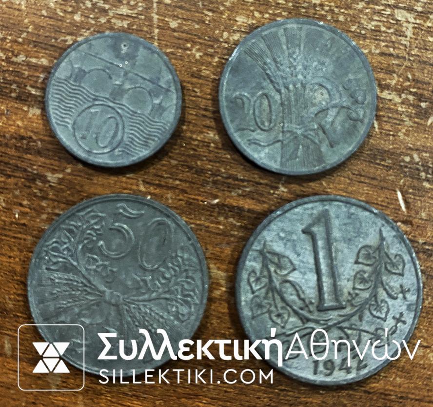 ΒΟΗΜΙΑ ΚΑΙ ΜΟΡΑΒΙΑ 4 Νομίσματα VF to XF