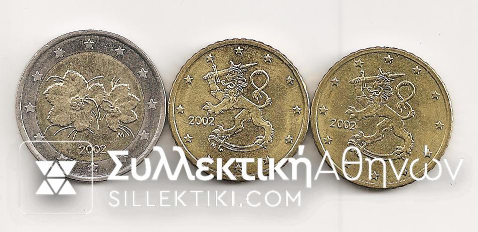 FINLAND 2 Euro 2002 + 2X 50 Cents 2002 UNC