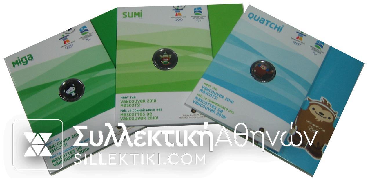 CANADA 3 Commemor. Maskot 2010