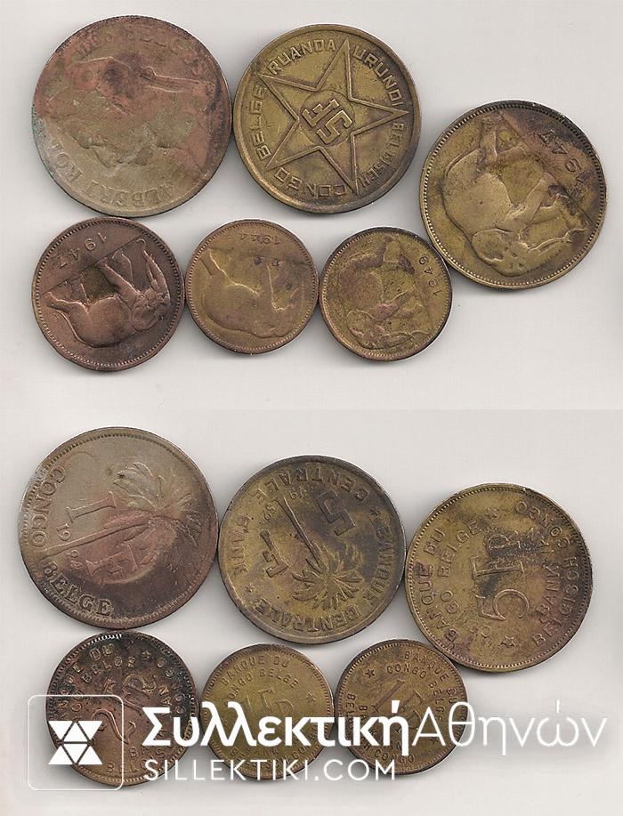 ΒΕLGIAN CONGO Lot of 6 Coins VF