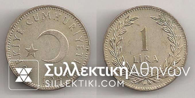 TURKEY 1 Lira 1947 AU