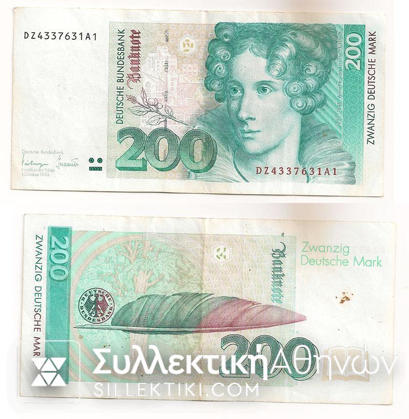 Germany 20 Mark 1993 WITH FORGERY 200 Mark AXF