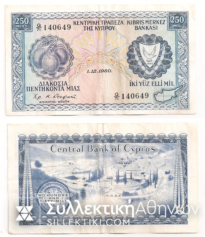 CYPRUS 250 Mils 1980 XF