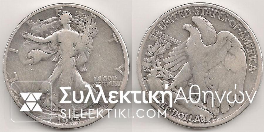 USA 1/2 Dollar 1935D F+