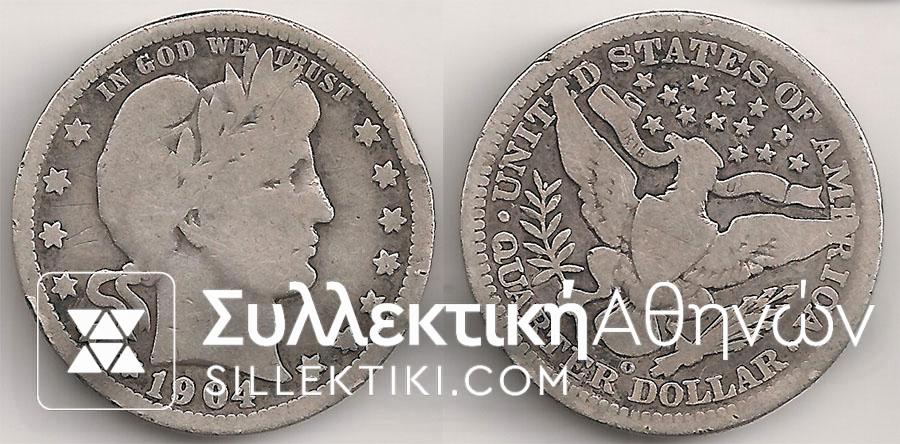 USA 1 Quarter 1904O VG