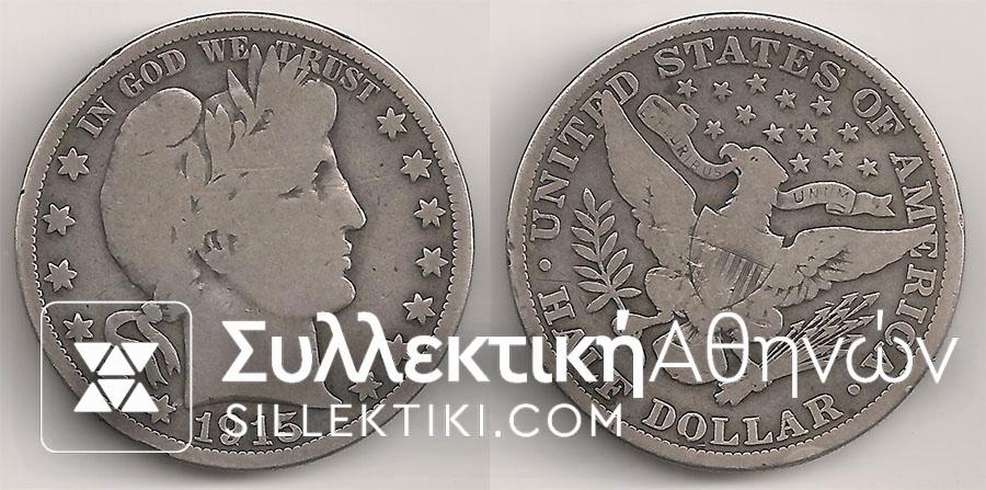 USA 1/2 Dollar 1915 VG-F R