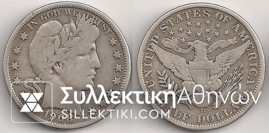 USA 1/2 Dollar 1908D VF