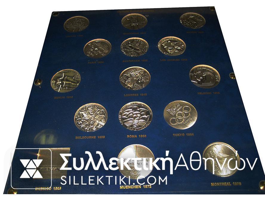 Συλλογή με 15 ασημένια μετάλλια αντίγραφα μεταλλίων Ολυμπιακών Αγώνων 1908-1976
