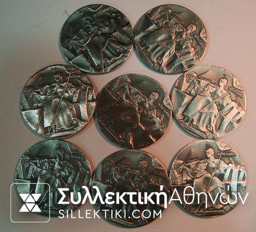 Συλλογή 8 ασημένια μετάλλια με ήρωες του 1821