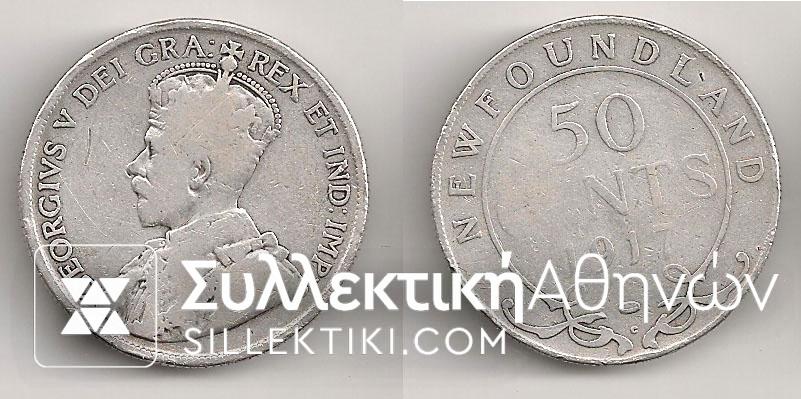 CANADA NEW FOUNDLAND 50 Sent 1917 VG