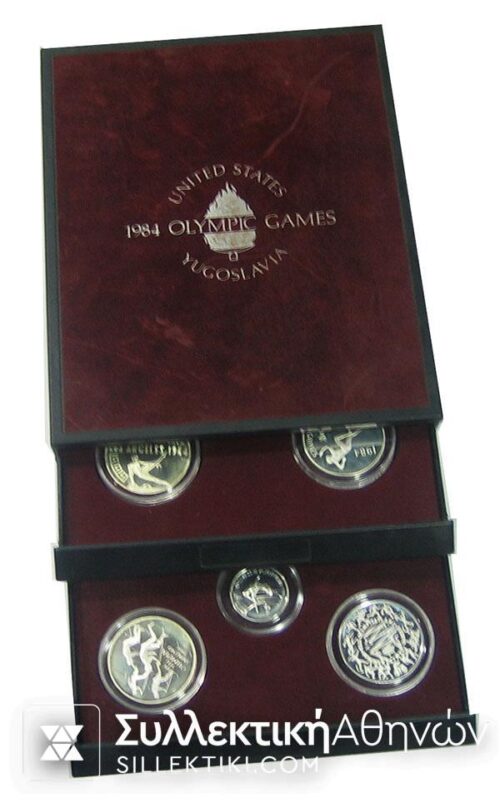 Case of 13 Silver coin of Olympic Games 1984