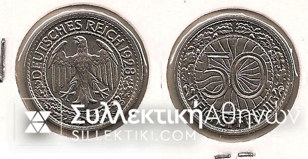 GERMANY 50 Reichspfennig 1928G UNC