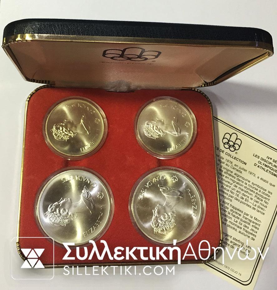 CANADA Case Of 4 Silver Coins Of Olympic Games 1976