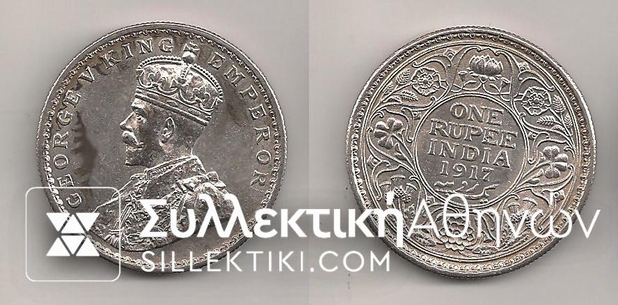 BRITISH INDIA 1 Rupee 1917 UNC
