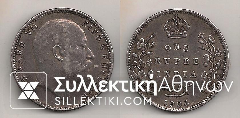 BRITISH INDIA 1 Rupee 1906 VF+