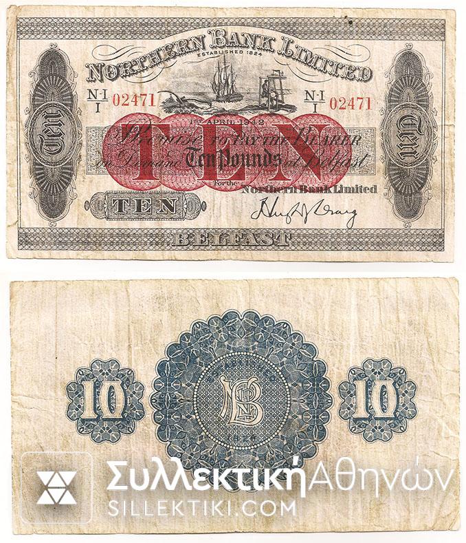 IRELAND (BELFAST) 10 Pounds 1942 F+