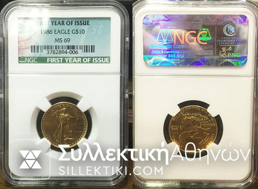 USA 10 Dollars 1986 NGC MS 69 1989