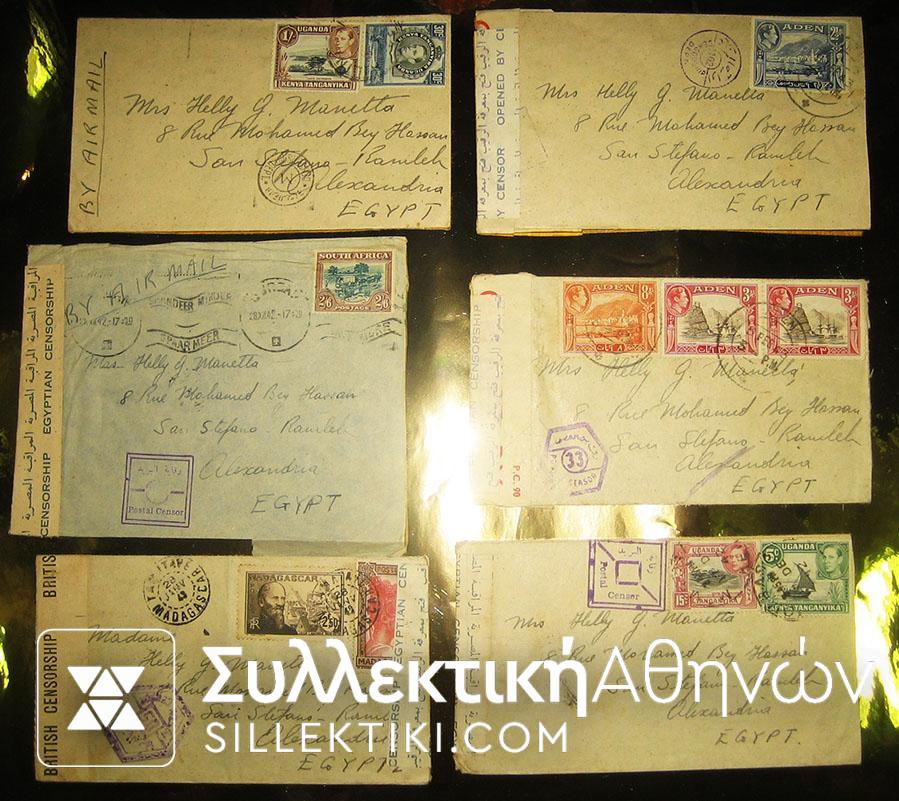 ENGLISH COLONIES 5 folders and MADAGASCAR 1 folder all with censorships