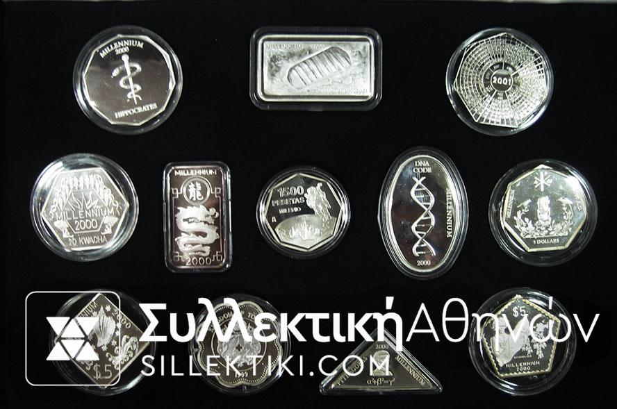 Συλλογή με 12 ασημένια Proof νομίσματα Millenium