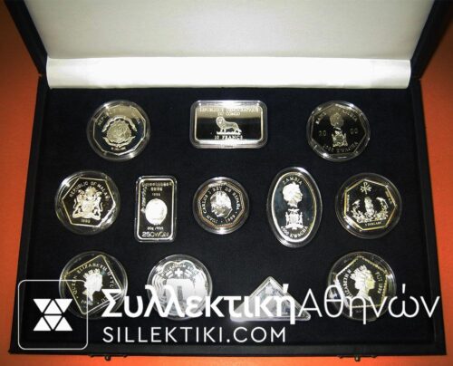 Collection of 12 silver Proof coins Millenium